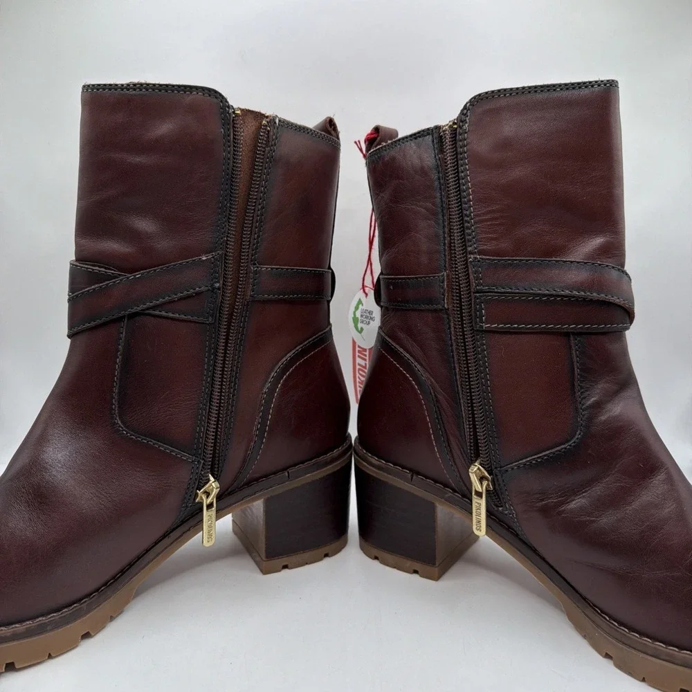 NWT Pikolinos Llanes W7H-8507 Caoba Brown Ankle Boots Size 39 US 9